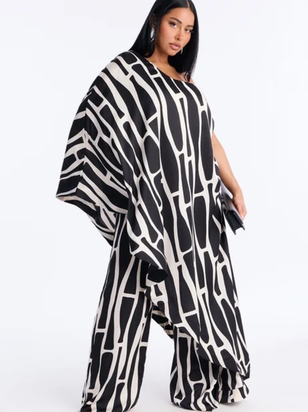 Black & White Graphic Wide-Leg Jumpsuit